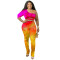 Pleated flared pants positioning tie dye suit
