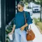 Fashion half high neck long sleeve loose sweater