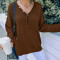 Fashion V-neck loose long sleeve sweater