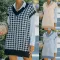 Knitted vest thousand bird check sweater