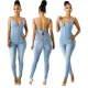 Fashion chest zipper Jumpsuit jeans