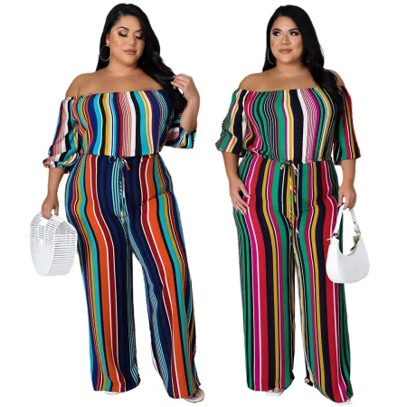 Colorful striped wide leg Jumpsuit
