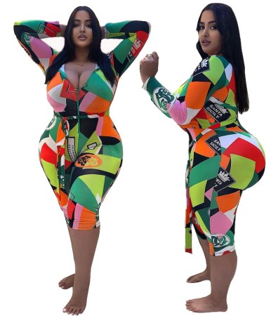 Sexy printed casual Jumpsuit (including belt)