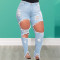 Hole washing slim jeans