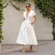Sexy V-neck Short Sleeve Dress
