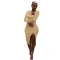 Square neck Slim Fit Sexy slit dress