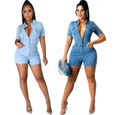 Fashion denim slim Jumpsuit