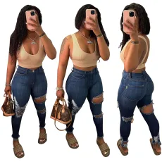 Fashion hole washing jeans