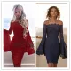Sexy lace off shoulder flare Long Sleeve Dress