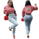 Stitched denim jeans