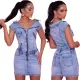 Sexy zipper denim bag hip dress