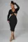 Fashion sexy V-neck exposed waist bag hip skirt