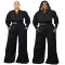 Wave point lace up wide leg pants two-piece set
