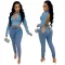Fashion wash denim coat backless top (coat only)