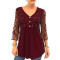 Fashion perspective V-neck mesh embroidered top
