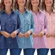 Fashion casual V-neck lace cut-out shirt