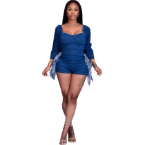 Casual fashion denim slim Jumpsuit