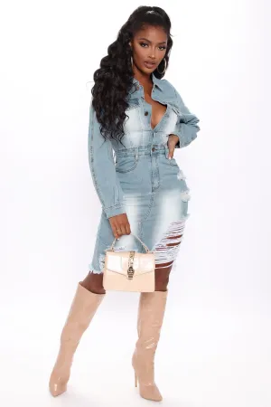 Fashion ripped denim dress