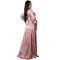 Sexy deep V-strap long sleeve split dress
