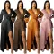 Sexy deep V-strap long sleeve split dress