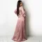 Sexy deep V-strap long sleeve split dress