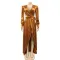 Sexy deep V-strap long sleeve split dress