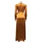 Sexy deep V-strap long sleeve split dress