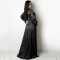 Sexy deep V-strap long sleeve split dress