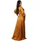 Sexy deep V-strap long sleeve split dress