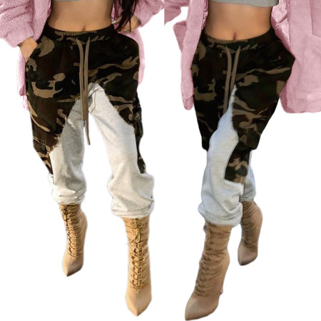 Camouflage stitched Plush pants thickened