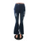 Fashion wide leg tassel pierced denim flared pants