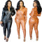 Fashion casual leather Jumpsuit