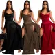 Sexy suspender split skirt dress