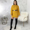 Sexy solid color loose knit sweater dress