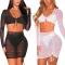 Sexy stitching bandage mesh two piece set
