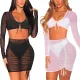 Sexy stitching bandage mesh two piece set