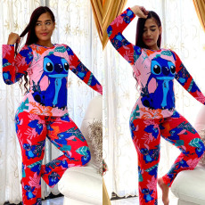 Sexy casual cartoon printed home clothes Pajama Set