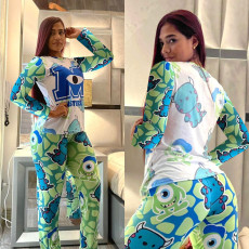 Sexy casual cartoon printed home clothes Pajama Set