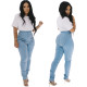 Sexy fashion elastic high waist jeans