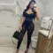 Printed lace high waist trousers