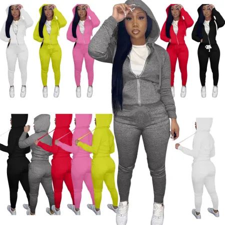 Hooded fashion casual sports suit