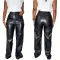 PU leather straight pants