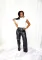 PU leather straight pants