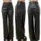 PU leather straight pants