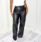 PU leather straight pants