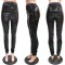 Wrinkled bright leather PU leather pants