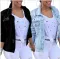 Washed women's slim denim jacket
