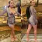 Deep V long sleeve bell mouth bandage skirt dress