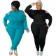 Leaky shoulder solid two piece set