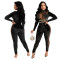 Perspective hot drill velvet one-piece pants